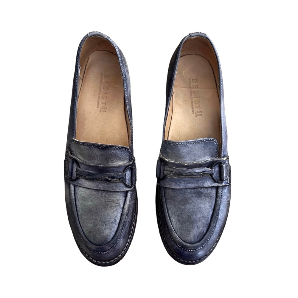Bed Stu Distressed Blue Leather Darla Loafer